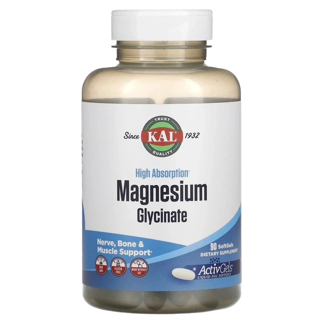 Магний Глицинат высокой усвояемости KAL (High Absorption Magnesium Glycinate) 315 мг 90 желатиновых капсул - изображение 3