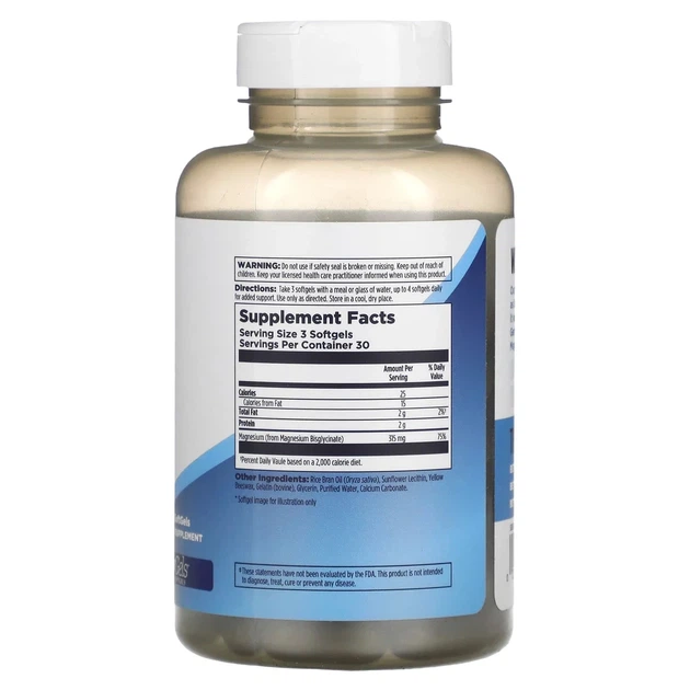 Магний Глицинат высокой усвояемости KAL (High Absorption Magnesium Glycinate) 315 мг 90 желатиновых капсул - изображение 4