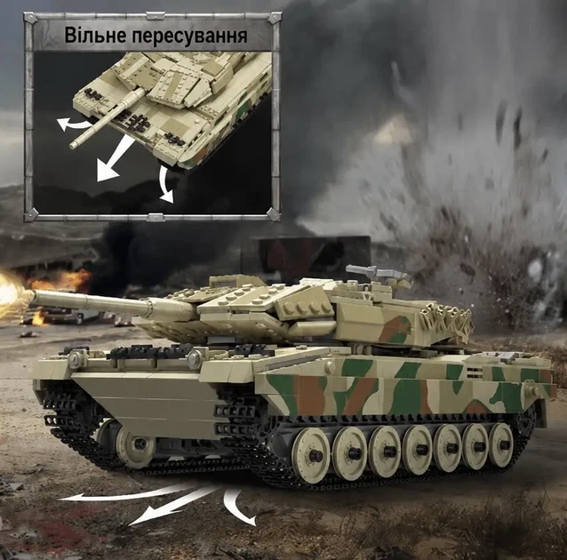 Конструктор LEOPAPARD 2 Tank Mould King Technik 20020 на 1091 деталі з радіокеруванням - Фото 8 Конструктор LEOPAPARD 2 Tank Mould King Technik 20020 на 1091 деталі з радіокеруванням - зображення 8