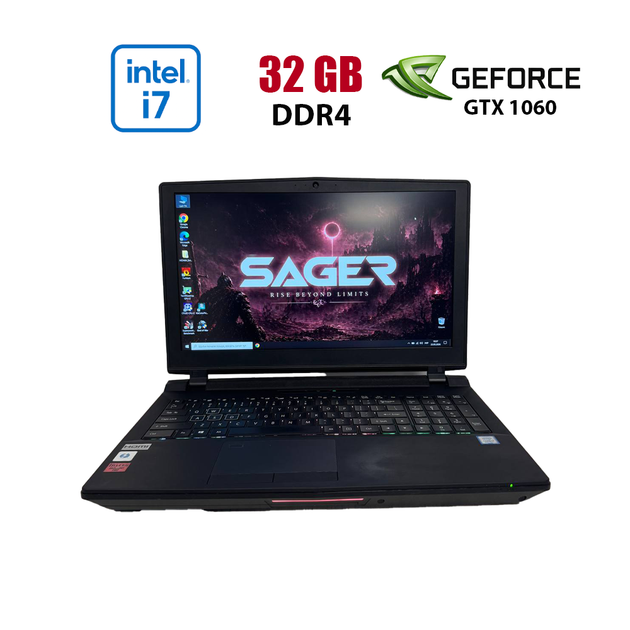Ігровий ноутбук Б-клас Sager P750TM1 / 17.3" (1920x1080) IPS / Intel Core i7-8700K (6 (12) ядра по 3.7 - 4.7 GHz) / 32 GB DDR4 / 240 GB SSD / nVidia GeForce GTX 1060, 6 GB GDDR5, 192-bit / WebCam б/в - Фото 1 Ігровий ноутбук Б-клас Sager P750TM1 / 17.3" (1920x1080) IPS / Intel Core i7-8700K (6 (12) ядра по 3.7 - 4.7 GHz) / 32 GB DDR4 / 240 GB SSD / nVidia GeForce GTX 1060, 6 GB GDDR5, 192-bit / WebCam б/в - зображення 1