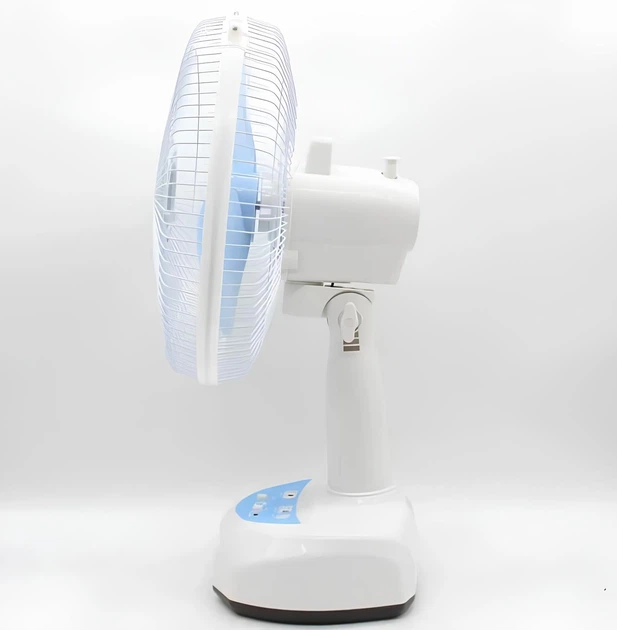 Портативний акумуляторний вентилятор для підлоги SONALAS SL662 12″ з сонячною панеллю, акумулятором 4500 мАг, автообігом і 2 LED-лампами - зображення 4