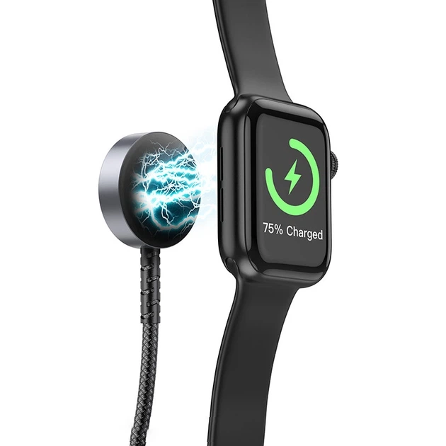 Зарядний кабель 2-в-1 Hoco CW54 Type-C to Lightning PD 18W бездротова зарядка для Apple Watch Чорний - зображення 4