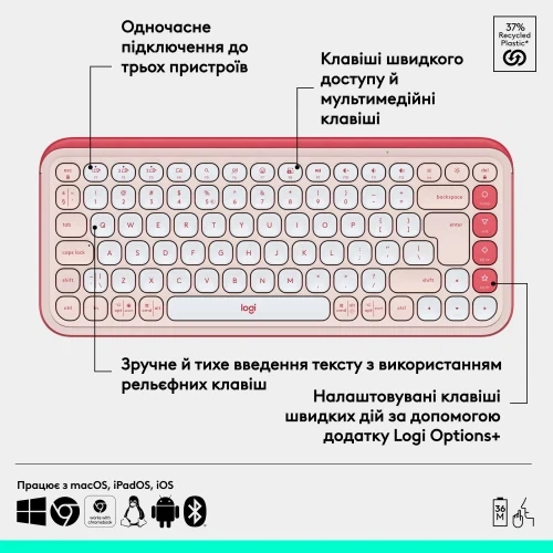 Клавиатура Logitech Pop Icon Keys, Rose (920-013073) - Фото 2 Клавиатура Logitech Pop Icon Keys, Rose (920-013073) - изображение 2