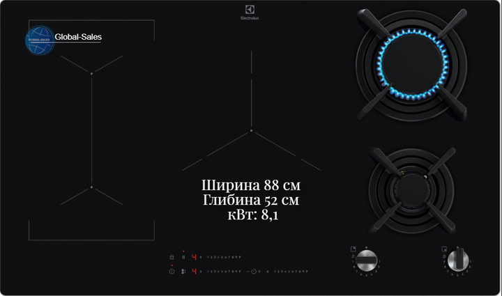 Варильна поверхня комбінована ELECTROLUX KDI951723K - Фото 1 Варильна поверхня комбінована ELECTROLUX KDI951723K - зображення 1