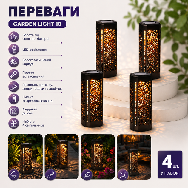 Вуличний садовий ажурний світильник Garden Light 10 - зображення 4