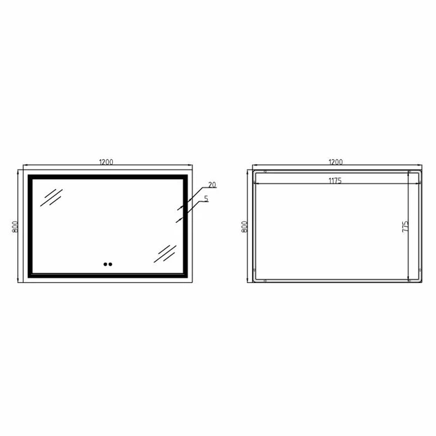 Зеркало Qtap Cardinal 1200х800 с LED-подсветкой Touch, с антизапотеванием, с диммером, рег. темп. цвета (3000-6500K) - изображение 2