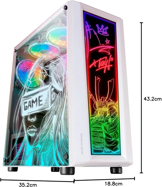 Корпус для ПК Mars Gaming MC-ART White / без БП / Белый (102067243) - изображение 6