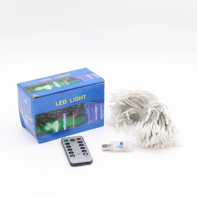 Світлодіодна гірлянда бахрома водоспад Прапор України 320 Led USB 2,0Х2,0 м патріотична жовто-блакитна - зображення 3