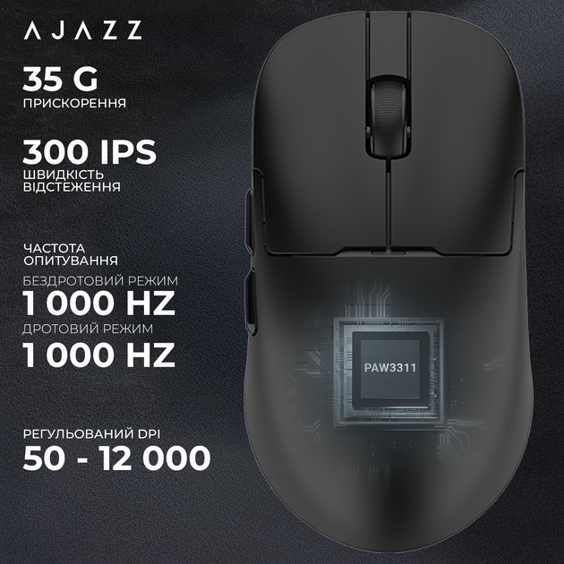 Ігрова бездротова миша Ajazz AJ159P MC -3 Mod-Black-3311 Charging Dock - зображення 9