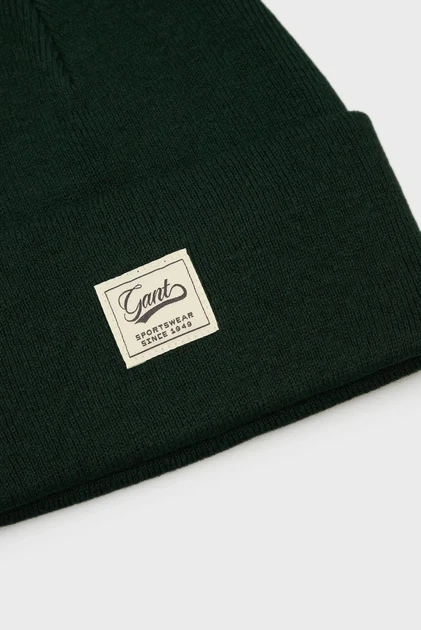 Чоловіча темно-зелена шапка DOUBLE LAYERED BEANIE Gant OS 9910031 - изображение 3