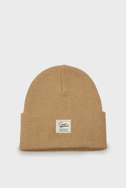 Чоловіча бежева шапка DOUBLE LAYERED BEANIE Gant OS 9910031 - Фото 1 Чоловіча бежева шапка DOUBLE LAYERED BEANIE Gant OS 9910031 - изображение 1