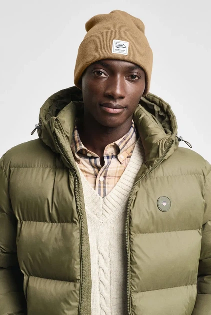 Чоловіча бежева шапка DOUBLE LAYERED BEANIE Gant OS 9910031 - Фото 2 Чоловіча бежева шапка DOUBLE LAYERED BEANIE Gant OS 9910031 - изображение 2
