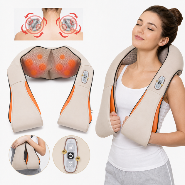 Массажёр для шеи и плеч Massager of Neck Kneading Бежевый - изображение 2