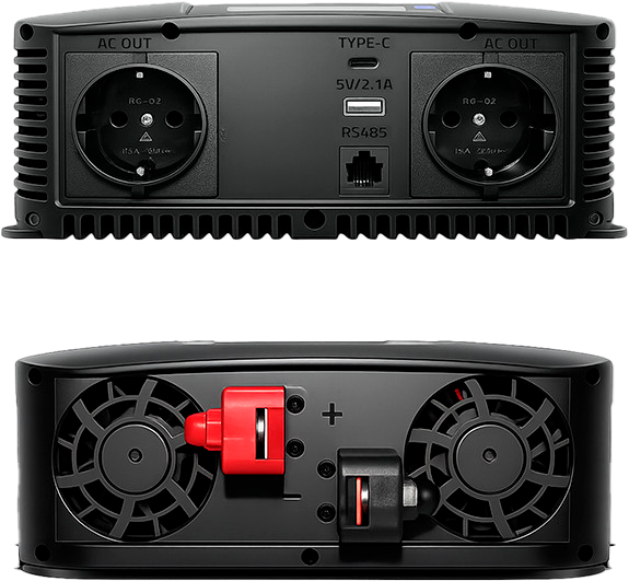 Przetwornica napięcia Qoltec Pure Sine Wave 12V/230V 2000/4000W LCD USB / USB-C (5901878526911) - obraz 2