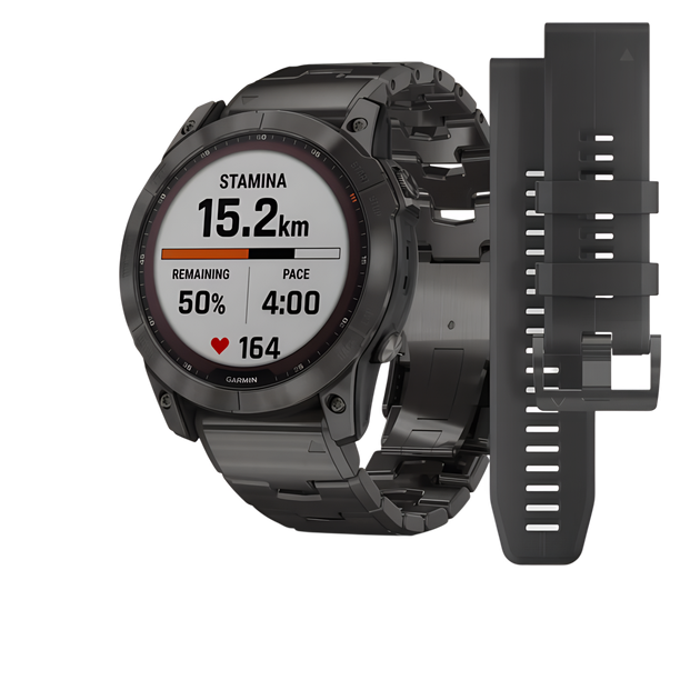 Смарт-годинник Garmin Fenix 7X Sapphire Solar C. Grey DLC Titanium w. Carbon Grey DLC Vented T. Band (010-02541-27) - Фото 1 Смарт-годинник Garmin Fenix 7X Sapphire Solar C. Grey DLC Titanium w. Carbon Grey DLC Vented T. Band (010-02541-27) - зображення 1