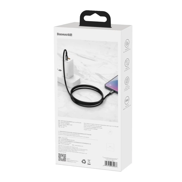 Кабель Baseus Power Delivery Quick Charge USB-C to USB-C 1m Black (CATWJ-01) - Фото 6 Кабель Baseus Power Delivery Quick Charge USB-C to USB-C 1m Black (CATWJ-01) - изображение 6