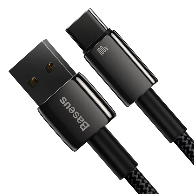 Кабель Baseus Tungsten Gold Fast Charging 100W USB-A to USB-C 1m Black (CAWJ000001) - Фото 4 Кабель Baseus Tungsten Gold Fast Charging 100W USB-A to USB-C 1m Black (CAWJ000001) - изображение 4