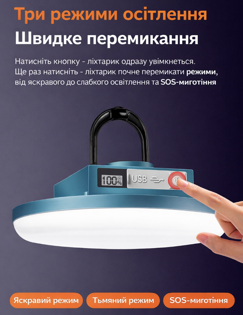 Светодиодная Led лампа 125мм ночник с аккумулятором 4500мач PowerBank - изображение 4