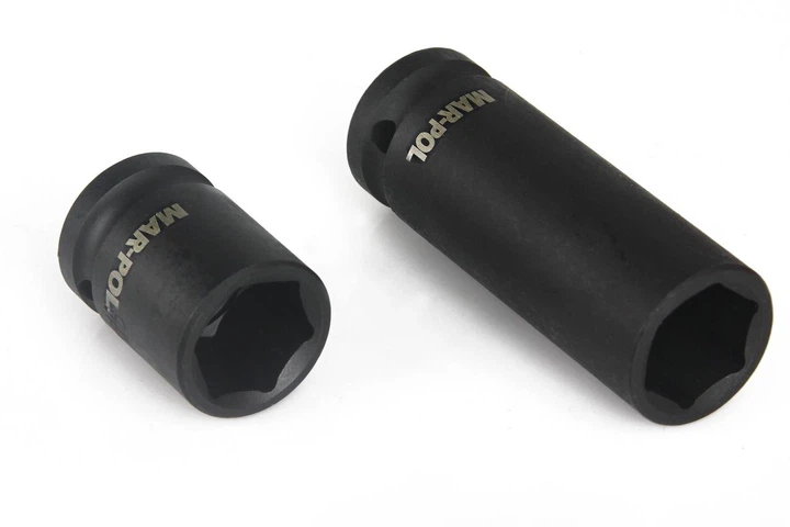 Набір ударних головок Mar-Pol M58259, 20 предметів, 1/2", 10–19 мм, короткі та довгі, для гайковерта, у металевому кейсі - зображення 8