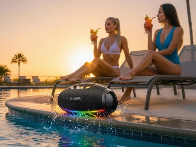 Портативная Bluetooth колонка-бумбокс SVEN PS-990 180 Вт, IPX5, RGB-подсветка, аккумулятор 5200 мАч, TWS, USB, FM-радио, Black - изображение 2