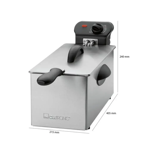 Фритюрниця Clatronic FR 3586 2000 Вт, 3 л, регульований термостат, кошик із ручкою, корпус із нержавіючої сталі, для картоплі фрі та закусок - Фото 6 Фритюрниця Clatronic FR 3586 2000 Вт, 3 л, регульований термостат, кошик із ручкою, корпус із нержавіючої сталі, для картоплі фрі та закусок - зображення 6