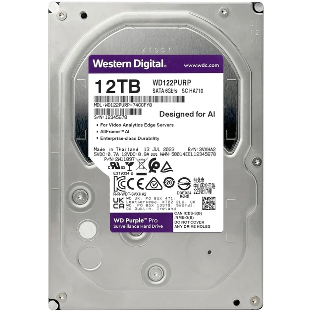 Жесткий диск Western Digital Purple Pro 12TB 3.5" SATA III (WD122PURP) - изображение 3