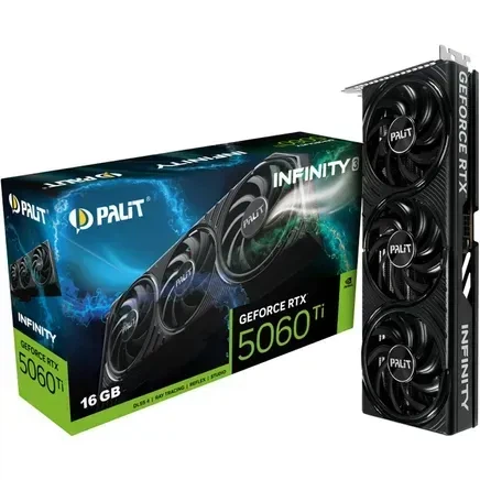 Видеокарта Palit GeForce RTX 5060 Ti Infinity 3 (NE7506T019T1-GB2061S) - Фото 1 Видеокарта Palit GeForce RTX 5060 Ti Infinity 3 (NE7506T019T1-GB2061S) - изображение 1