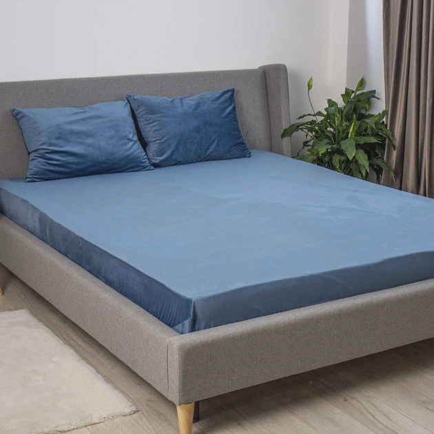Простирадло ТЕП "VELOUR" з резинкою темно-синій, 160x200 - изображение 7