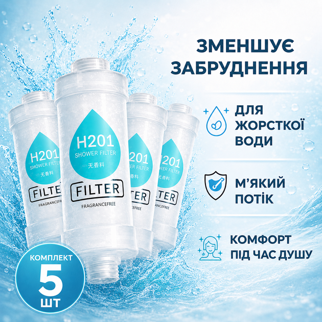 Набор фильтров для душа H201 5 шт сменные модули для очистки жесткой воды и ухода за кожей и волосами - Фото 3 Набор фильтров для душа H201 5 шт сменные модули для очистки жесткой воды и ухода за кожей и волосами - изображение 3
