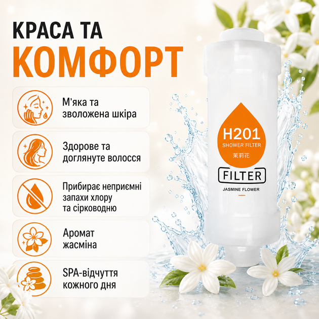 Фільтр для душу H201 Jasmine Flower Жасмін 2 шт ароматизований для очищення та пом’якшення води зі СПА-ефектом - зображення 4