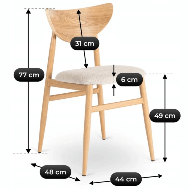 Стул MEBEL ELIT BRAGA Бежевый ножки дуб ME.BRAGA/KR/D/T/K - Фото 3 Стул MEBEL ELIT BRAGA Бежевый ножки дуб ME.BRAGA/KR/D/T/K - изображение 3