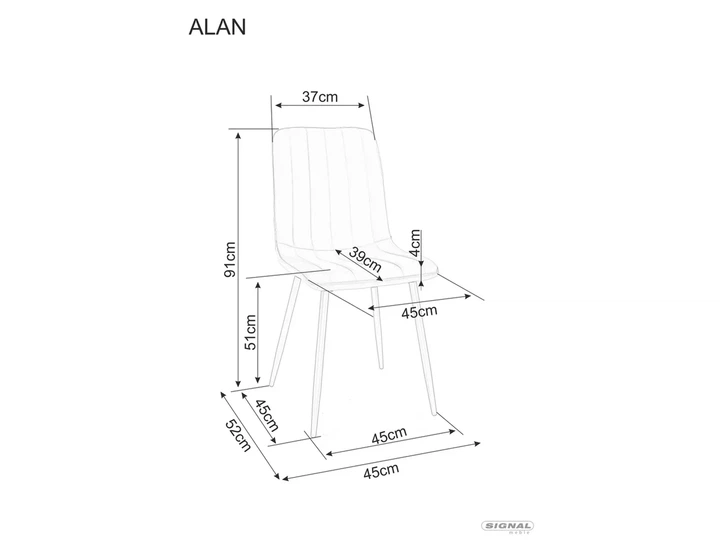 Стілець Signal Alan Velvet 40 Темно бежевий ніжки чорні ALANVCCB - Фото 3 Стілець Signal Alan Velvet 40 Темно бежевий ніжки чорні ALANVCCB - зображення 3