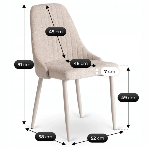 Стул MEBEL ELITE TORINO Кремовый ножки дуб натуральный ME.TORINO/KR/KASZ/T/K - изображение 4