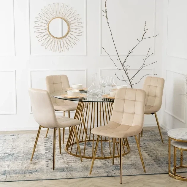 Стул MEBEL ELITE YORK Velvet Кремовый ножки золотые ME.YORK/KR/ZL/V/K - изображение 2