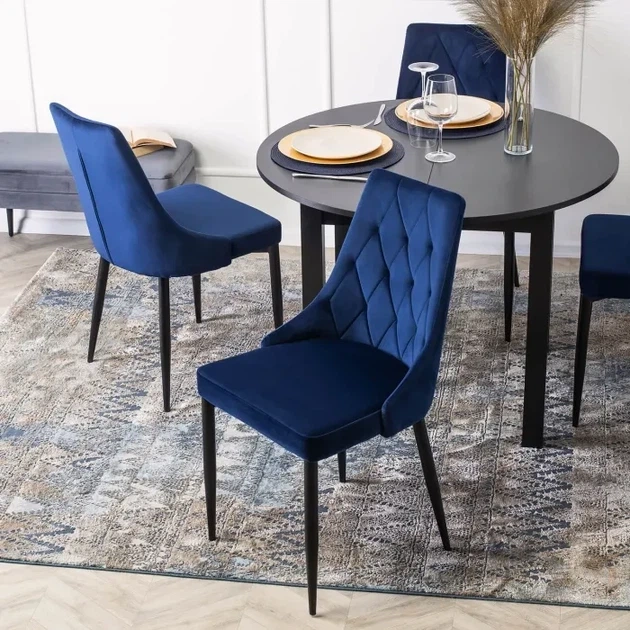 Стул MEBEL ELITE CORK Velvet Темно-синий ножки черные ME.CORK/GR/V/K - изображение 3