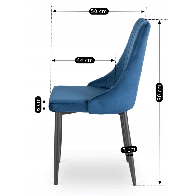 Стул MEBEL ELITE BARI синий велюр ножки черные ME.BARI/GR/V/K - изображение 4