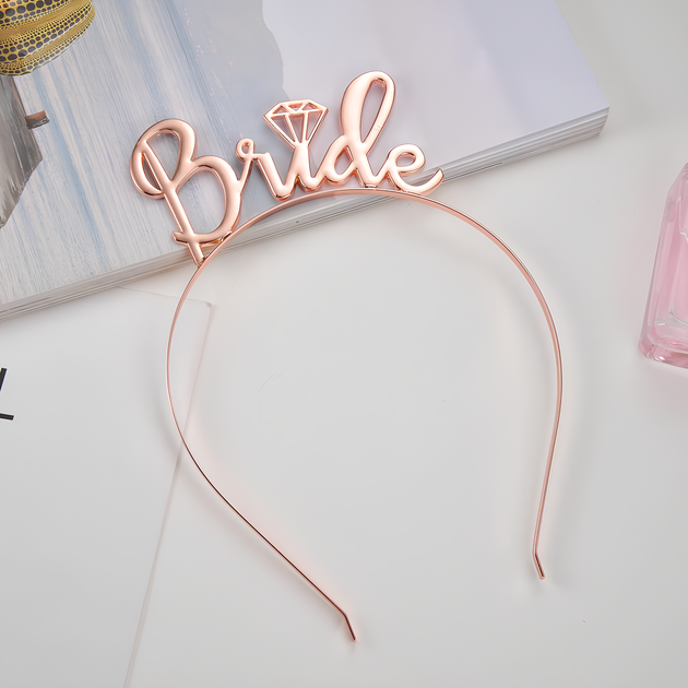 Обруч Для Волос свадебный BRIDE Розовое Золото - Фото 2 Обруч Для Волос свадебный BRIDE Розовое Золото - изображение 2