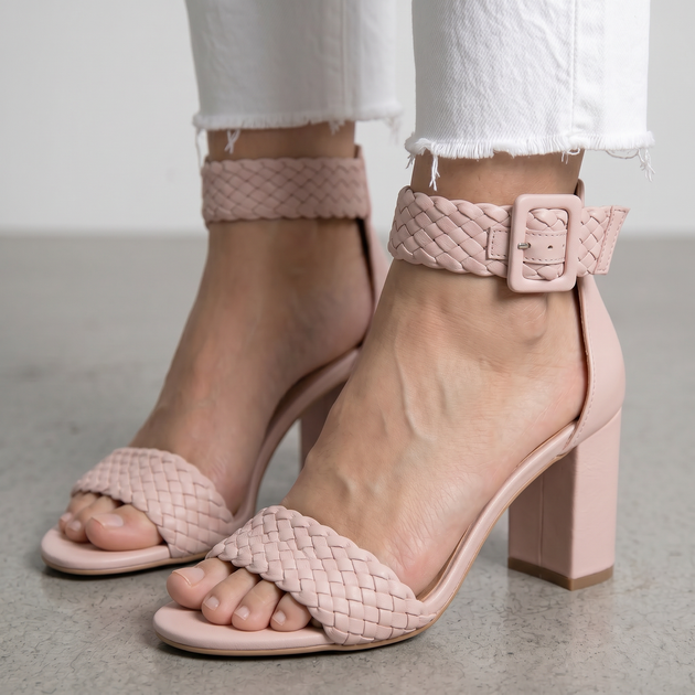 Трендовые бежевые босоножки L&M Beige 104-71 на устойчивом каблуке 39 - изображение 2