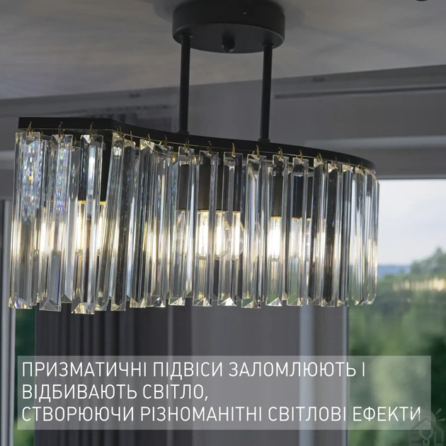 Люстра ESLLSE ROSYNKA L 450x295 мм на 3 лампи E27 Чорна - зображення 6