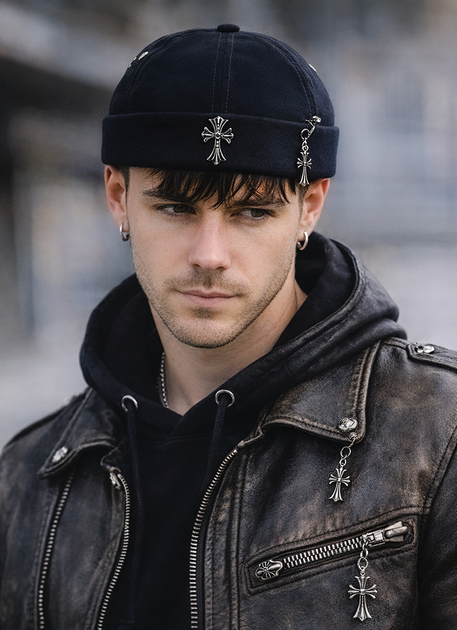 Молодежная кепка докер в стиле "Chrome Hearts" Черный - изображение 9