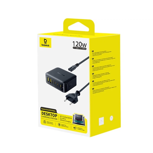Зарядная станция Baseus EnerFill FH21 120W 4xUSB-C + 2xUSB-A Black (6932172698331) - изображение 5