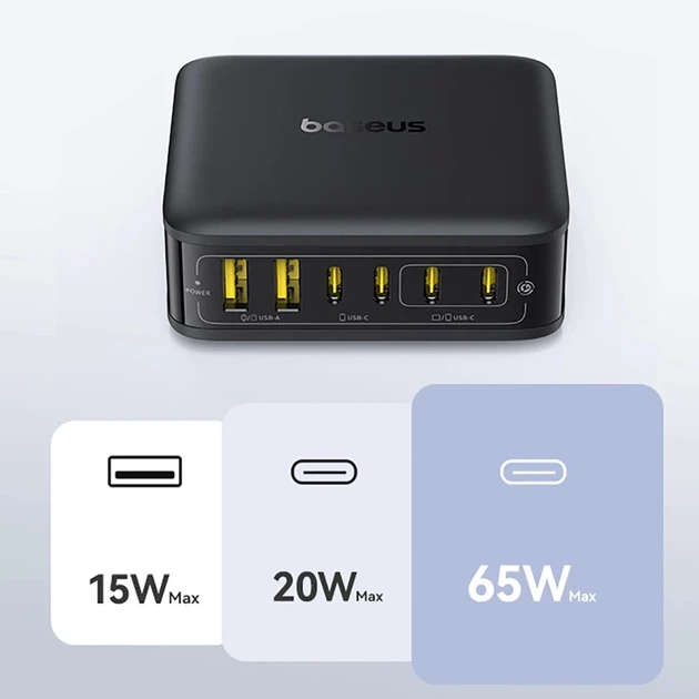 Зарядная станция Baseus EnerFill FH21 120W 4xUSB-C + 2xUSB-A Black (6932172698331) - изображение 14