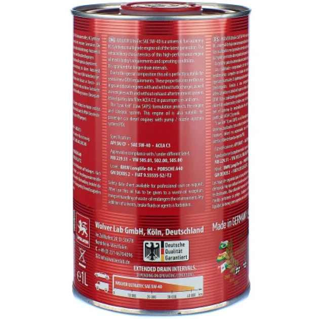 Олива моторна Wolver UltraTec 5W-40 (1л.) - изображение 4
