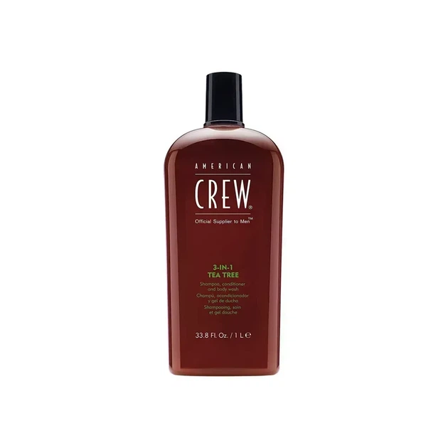 Шампунь 3-в-1 American Crew 3 IN 1 Tea Tree Shampoo 1000 мл для волос и тела с маслом чайного дерева, мятой и освежающим эффектом - изображение 6
