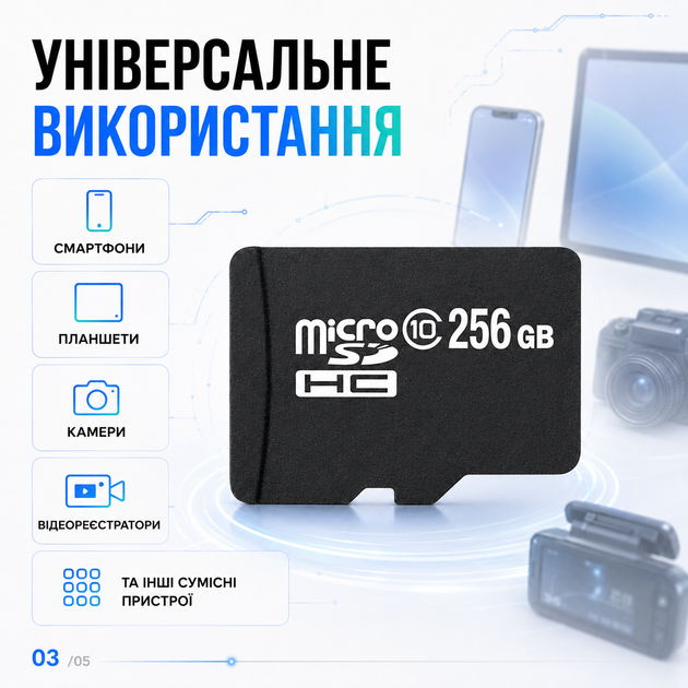 Флеш карта microSD 256 ГБ Class 10, карта памяти для телефона, планшета, видеокамеры и регистратора - Фото 3 Флеш карта microSD 256 ГБ Class 10, карта памяти для телефона, планшета, видеокамеры и регистратора - изображение 3