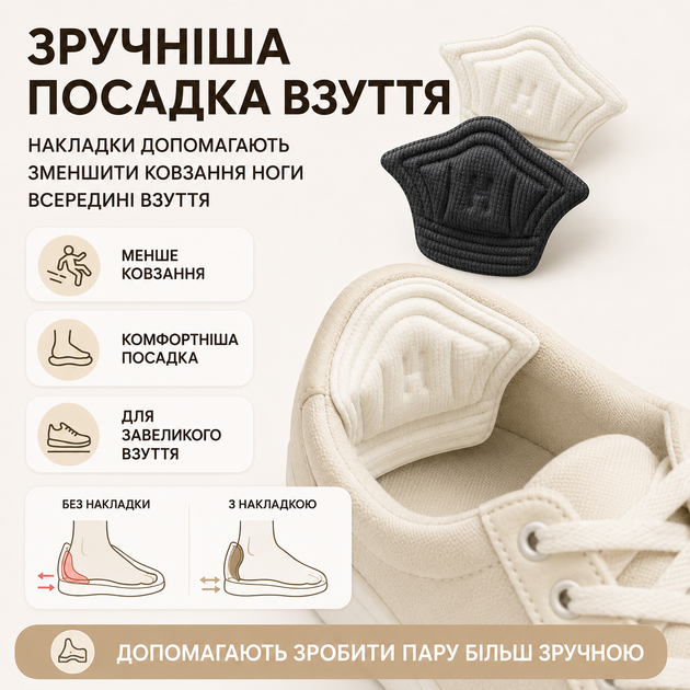 Вкладиші для п’ят у взуття 5 пар 10 шт самоклейні накладки для захисту від натирання мозолів і ремонту задника - зображення 3