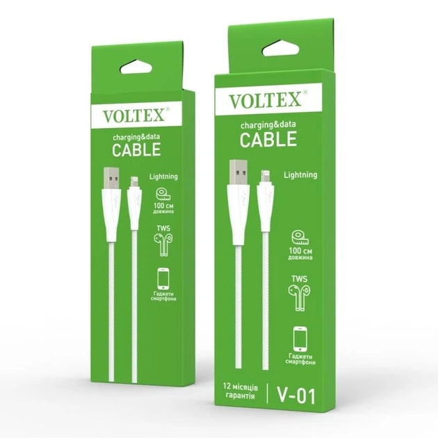 Кабель Voltex Easy V01 Lightning – USB 2A 1м Gold - Фото 2 Кабель Voltex Easy V01 Lightning – USB 2A 1м Gold - изображение 2