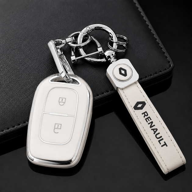 Чохол для ключа Renault з брелоком, White - Фото 2 Чохол для ключа Renault з брелоком, White - зображення 2