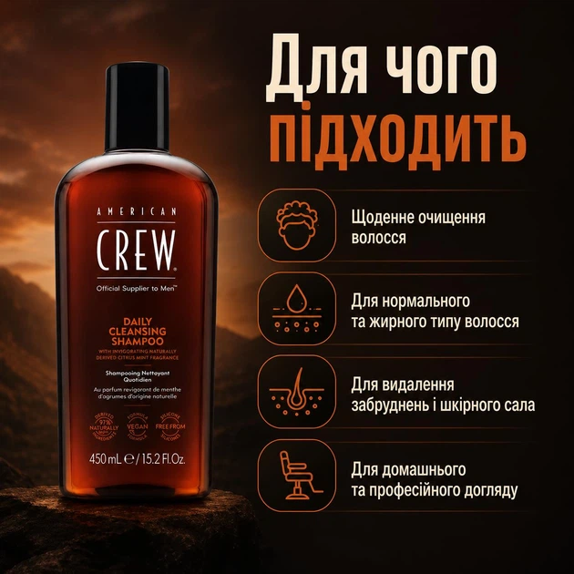 Шампунь для волос American Crew Cleanser Shampoo 450 мл для ежедневного использования, деликатного очищения кожи головы - изображение 4