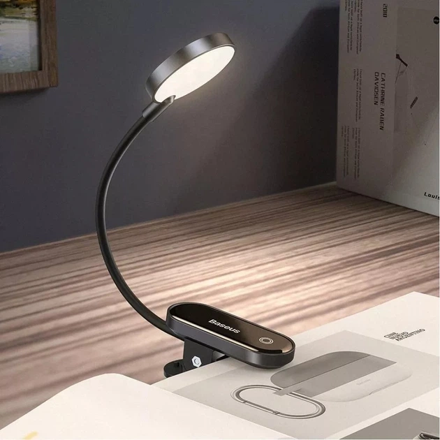 LED лампа на кліпсі з акумулятором Baseus Comfort Reading Mini Clip темно-сірий (DGRAD-0G) - изображение 5